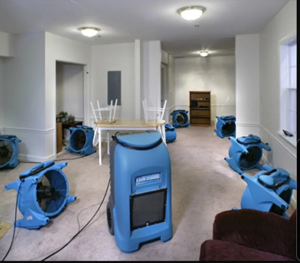 Air movers and dehumidifier setup for Water Extraction & Removal in Athens