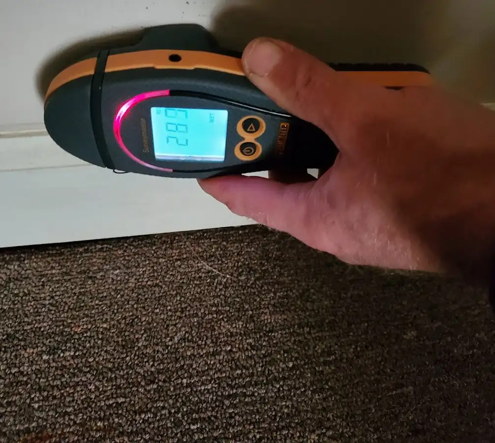 Moisture detection at baseboard during Burst Pipe Cleanup in Athens
